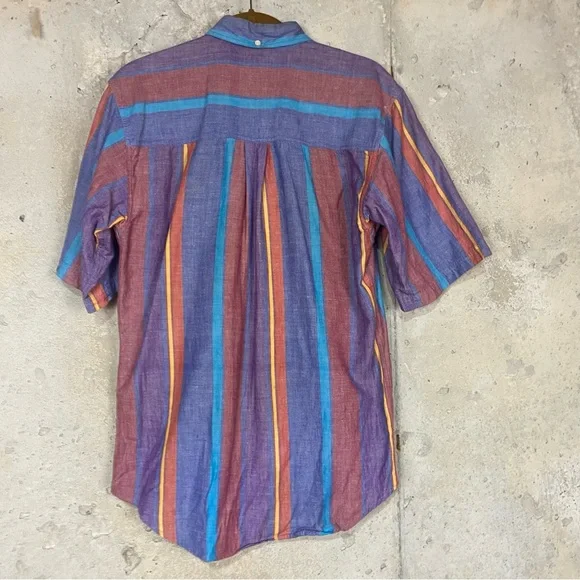 Vintage woolrich blue purple red western striped shirt sleeve shirt unisex small - Picture 3 of 6